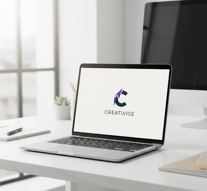 Creativise logo on a desktop screen