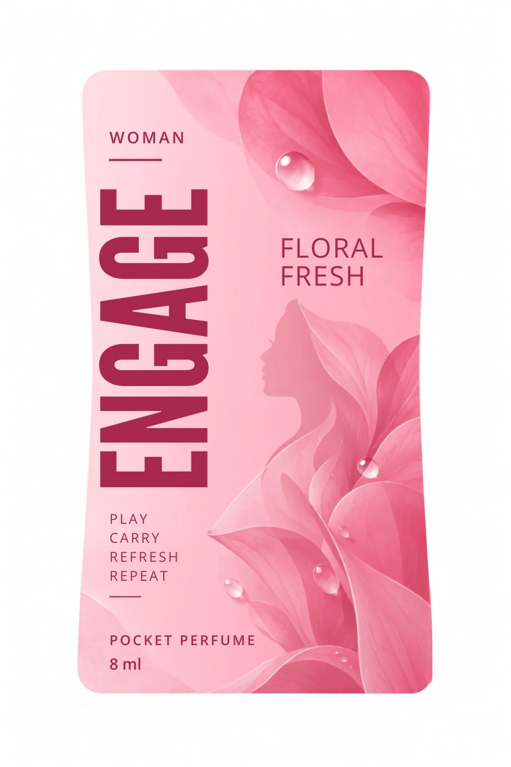 ENGAGE Floral Fresh pocket perfume packaging in pink